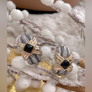 Vintage Gold and Silver X Clip Earrings